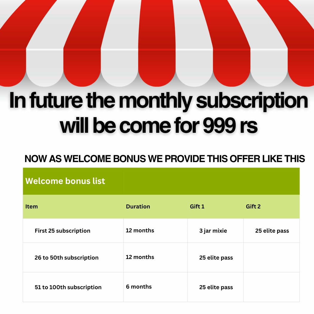 12 months (1+11 months free) grocery subscription @999/-