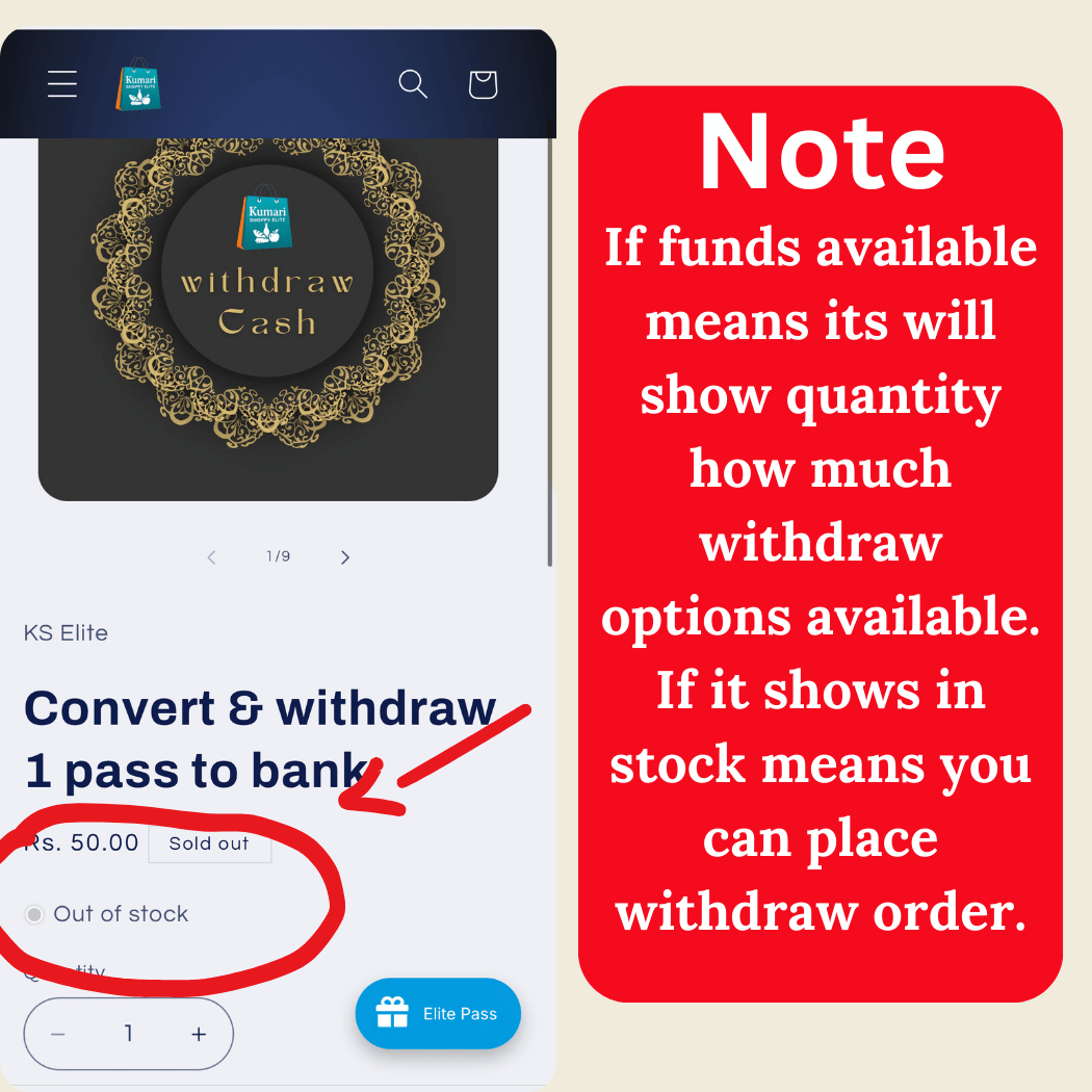 Convert & withdraw 1 pass to bank