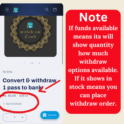 Convert & withdraw 1 pass to bank