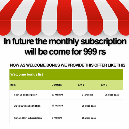 12 months (1+11 months free) grocery subscription @999/-